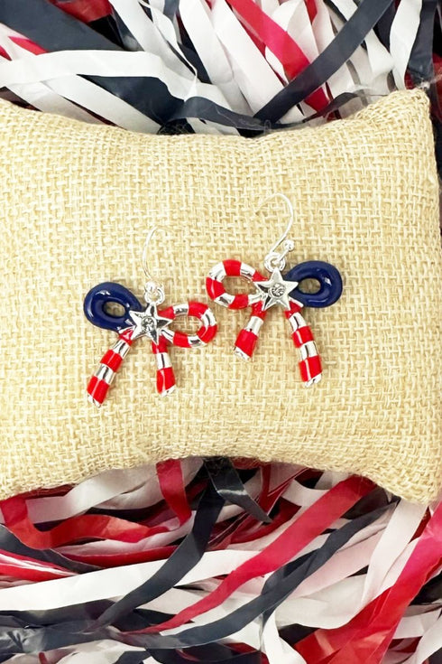 All-American Bow Silvertone Earrings