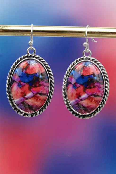 Sunset Bluff Silvertone Oval Earrings