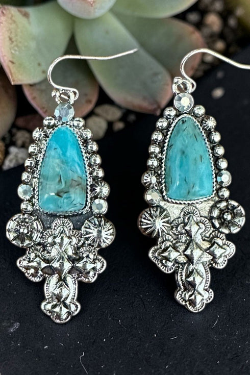 Turquoise Desert Grace Silvertone Earrings