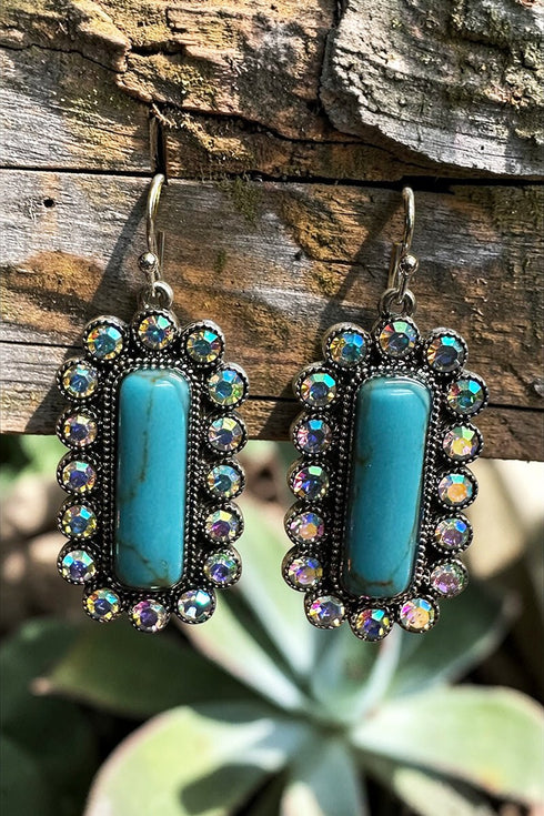 Iridescent & Turquoise Salina Silvertone Earrings