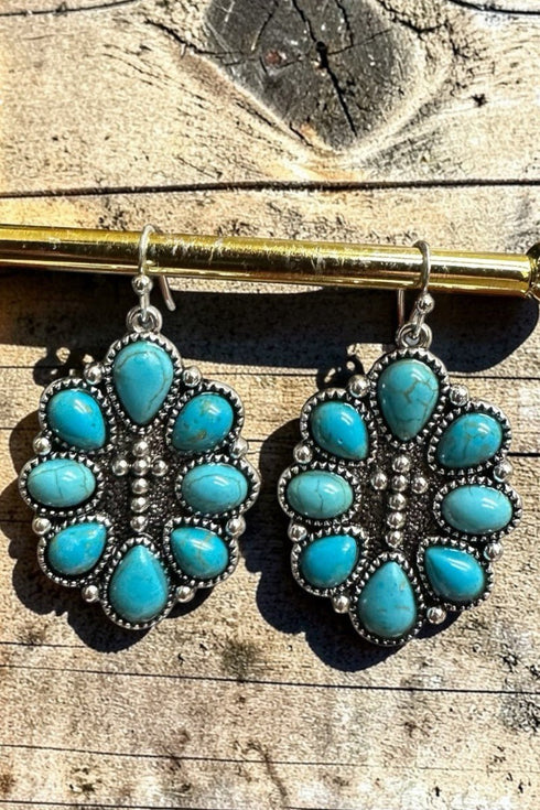 Turquoise San Angelo Sunday Silvertone Earrings