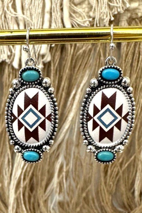 Turquoise & Brown Sunwoven Mesa Silvertone Earrings