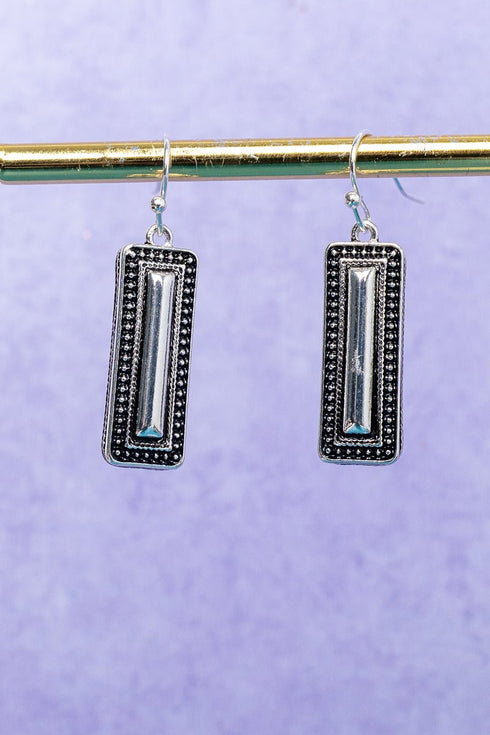 Mesa Line Silvertone Earrings