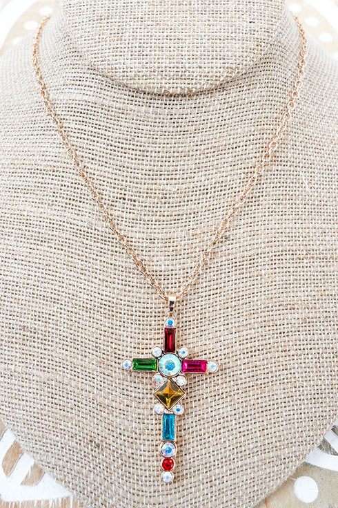 Multi-Color and Iridescent Heavenly Glow Goldtone Necklace