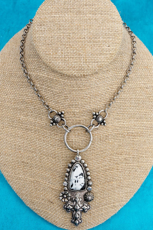 Howlite Desert Grace Silvertone Necklace