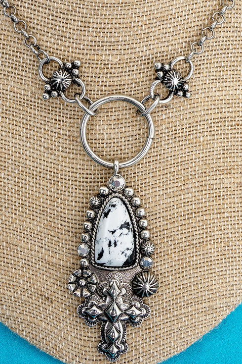 Howlite Desert Grace Silvertone Necklace