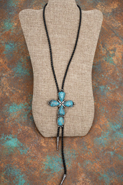 Turquoise Mesa Forge Cross Bolo Tie Necklace
