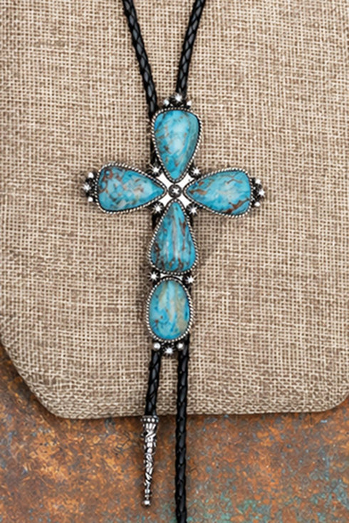 Turquoise Mesa Forge Cross Bolo Tie Necklace