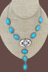 Turquoise & Brown Sunwoven Mesa Silvertone Y Necklace