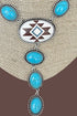 Turquoise & Brown Sunwoven Mesa Silvertone Y Necklace