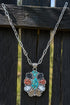 Multi-Color Mosaic Ridge Sun Silvertone Necklace