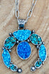 Turquoise Mosaic Ridge Arch Silvertone Necklace