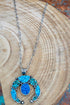 Turquoise Mosaic Ridge Arch Silvertone Necklace