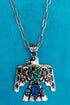 Turquoise Mosaic Ridge Thunder Silvertone Necklace
