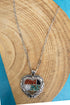 Multi-Color Mosaic Ridge Heart Silvertone Necklace