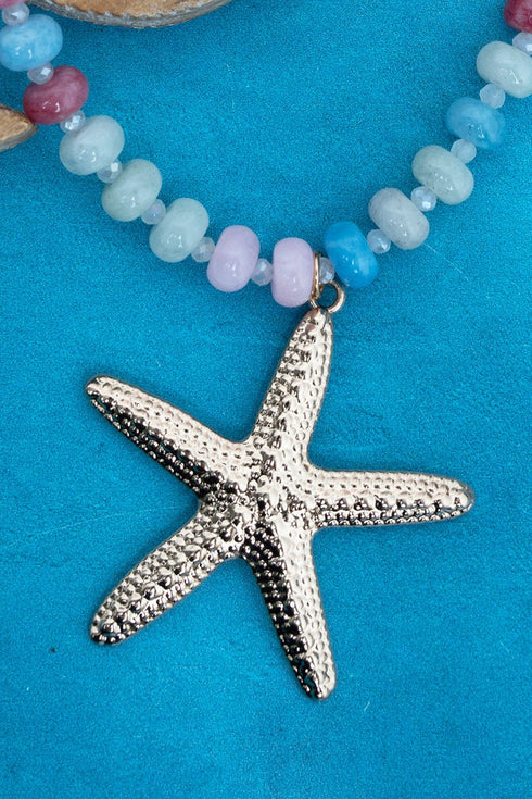 Capri Coast Starfish Goldtone & Multi-Color Beaded Necklace