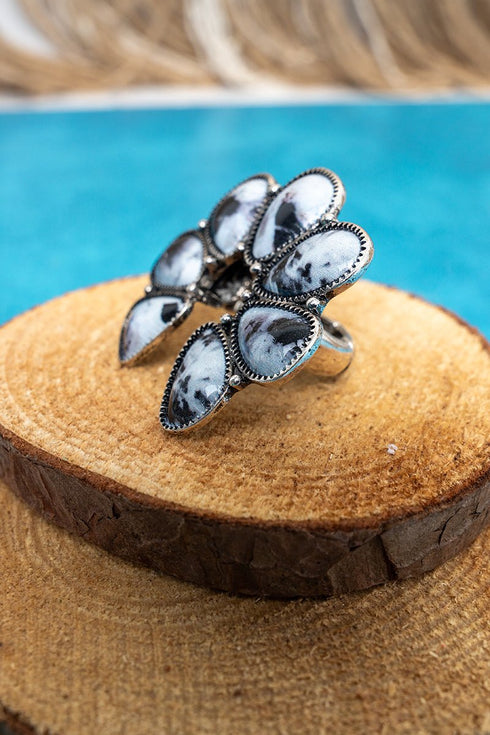 Desert Night Silvertone Stretch Ring