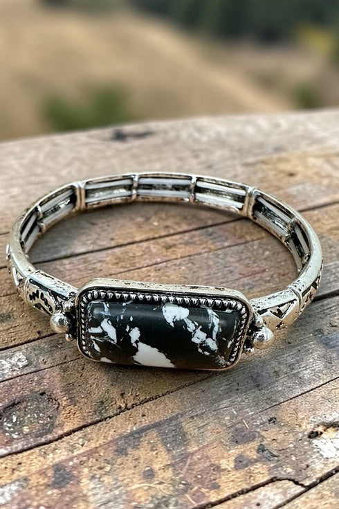 Black Moonrise Mesa Silvertone Bracelet