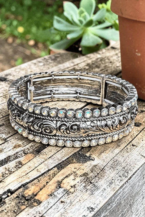 Iridescent Stoneflare Silvertone Bracelet