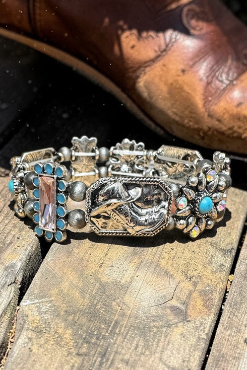 Pink Sundance Ridge Silvertone Bracelet