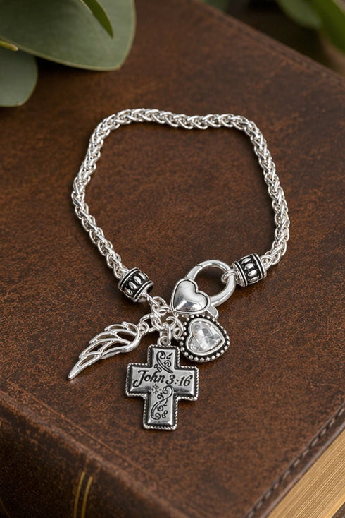 God's Love Silvertone Charm Bracelet