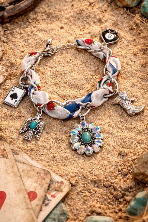 Sweet Luck Ranch Fabric Chain Charm Bracelet