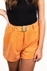 Saturday Shimmer Orange Crystal Belted Shorts