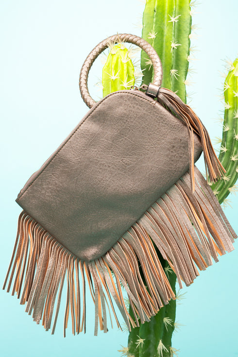 Bronze Fairleigh Fringe Bangle Clutch