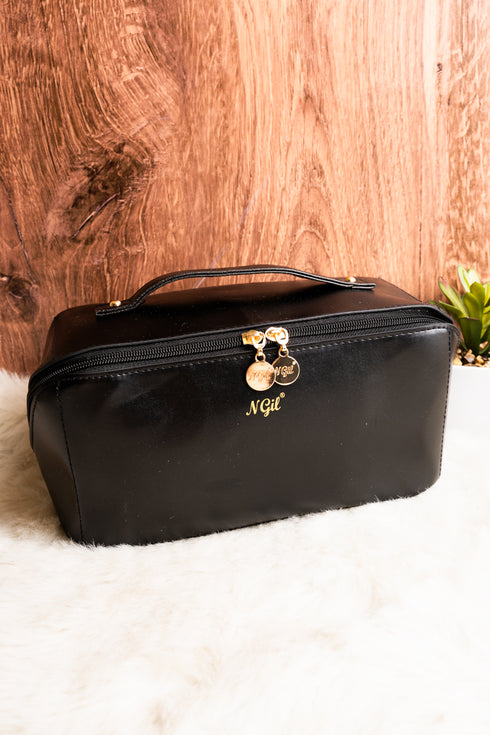 Morning Ready Black Large Expandable Cosmetic Bag