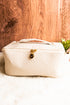 Morning Ready Woven Cream Large Expandable Cosmetic Bag