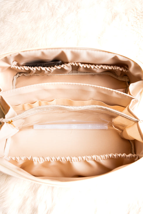 Morning Ready White Large Expandable Cosmetic Bag