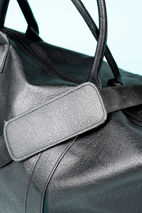 Black Faux Leather Weekender