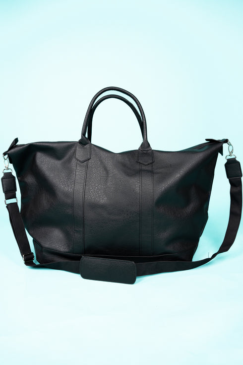 Black Faux Leather Weekender