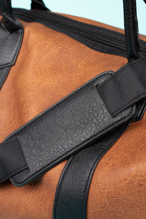 Light Brown Faux Leather Weekender
