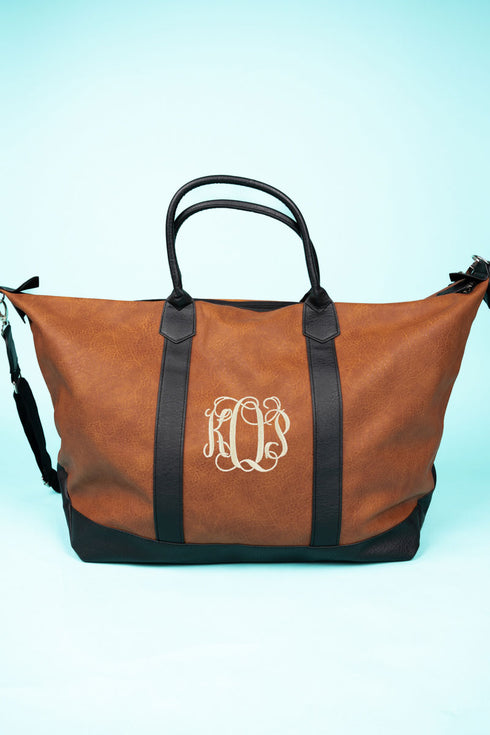 Light Brown Faux Leather Weekender