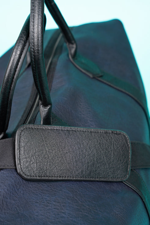 Navy Faux Leather Weekender