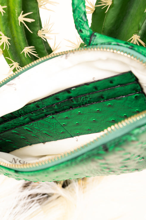 Green Faux Ostrich Bangle Clutch