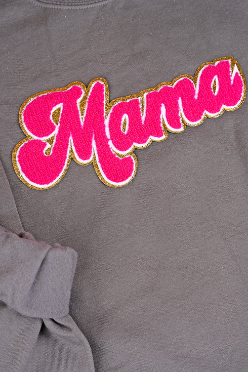 Pink Mama Large Chenille Patch Unisex NuBlend Crew Sweatshirt