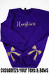Purple You Design It Embroidered Side Bows Heavy-weight Crew Sweatshirt *Customize Your Text and Bows