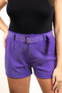 Saturday Shimmer Purple Crystal Belted Shorts