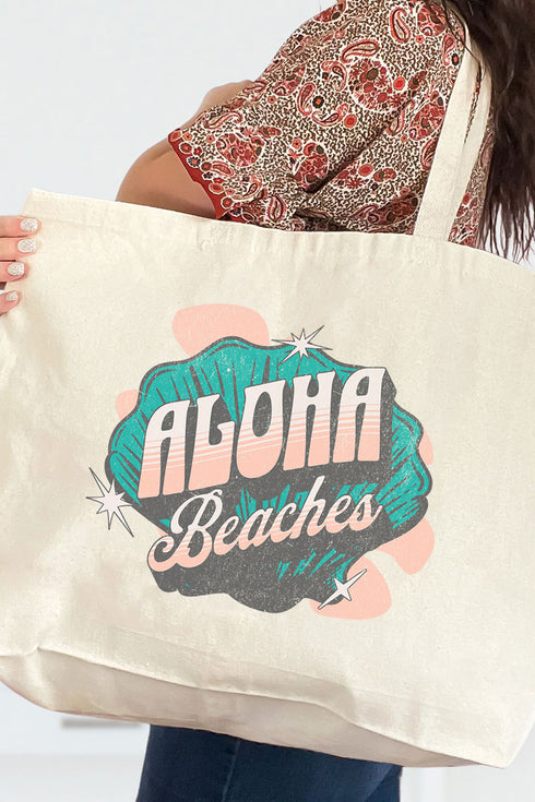 Aloha Beaches Canvas Jumbo Tote
