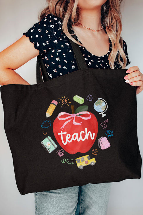 Apple Of My Eye Teacher Canvas Jumbo Tote