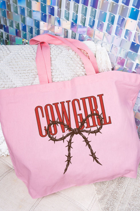 Barbed Wire Cowgirl Canvas Jumbo Tote