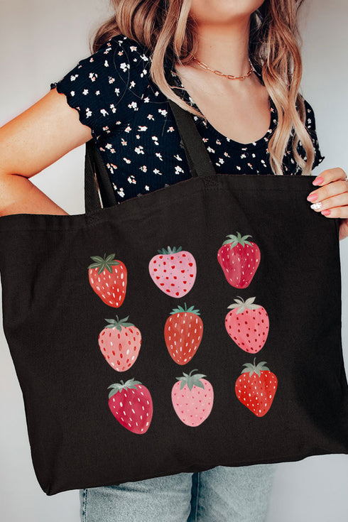 Berry Best Strawberries Canvas Jumbo Tote