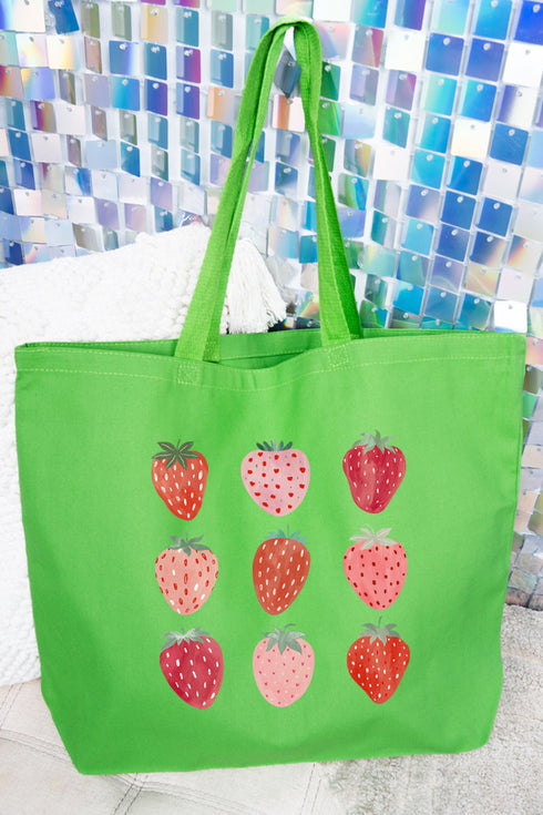 Berry Best Strawberries Canvas Jumbo Tote
