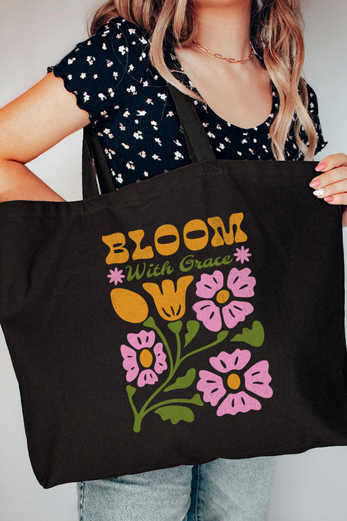 Bloom With Grace Canvas Jumbo Tote