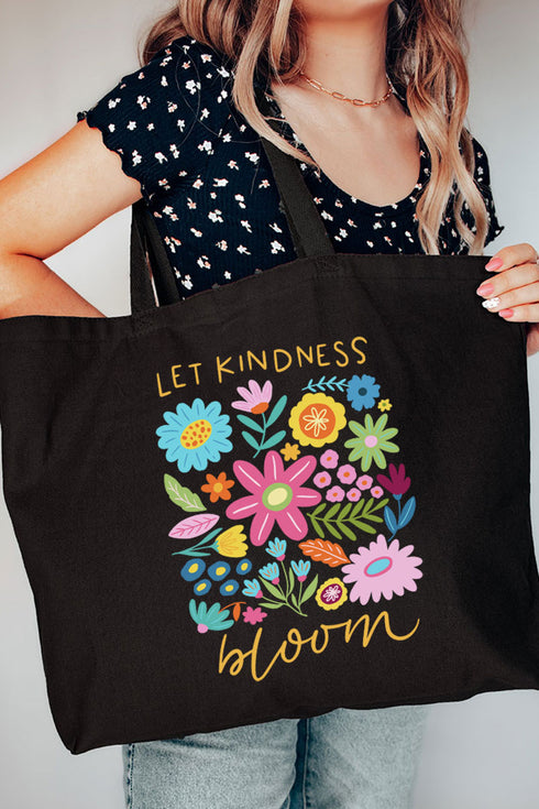 Boho Let Kindness Bloom Canvas Jumbo Tote