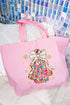 Brushed Colorful Christmas Tree Cake Canvas Jumbo Tote