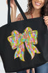 Brushed Peep Coquette Bow Canvas Jumbo Tote