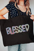 Brushstroke Blessed Canvas Jumbo Tote